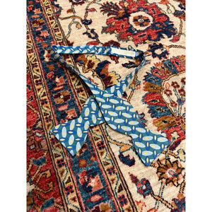 Carrot & Gibbs Silk Bow Tie Blue Yellow Geometric Handmade in Colorado